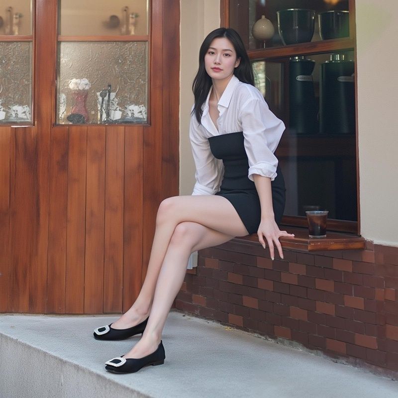 Quadratesch Zéi Low-Cut Elegant Satin Uewerfläch 2025 Fréijoers Pendler Damen Schong Stilvoll Nischestil Weichboden Flaach Schong_voghion.com