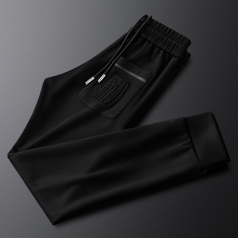 Pantaloni da jogging slim-fit da uomo – Pantaloni da tuta affusolati in cotone elasticizzato con coulisse in vita, pantaloni casual leggeri da salotto per la primavera/estate_voghion.com