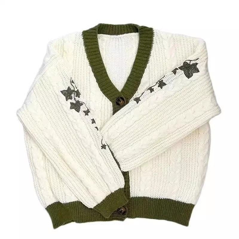 Cardigan in lana ricamato ispirato a Taylor - Maglia oversize a maniche lunghe con scollo a V floreale per donna_voghion.com