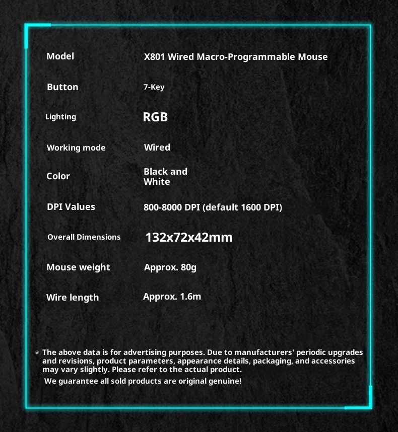 Digitex Digitex Huma X801 Wired Gaming RGB Lighting Computer Competition USB Mouse Cross-Border Trade_voghion.com