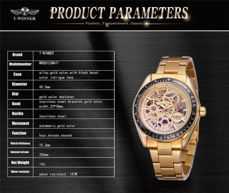 Hot selling winner8152 men's leisure mechanical watch automatic hollow mechanical watch men's steel band watch_voghion.com