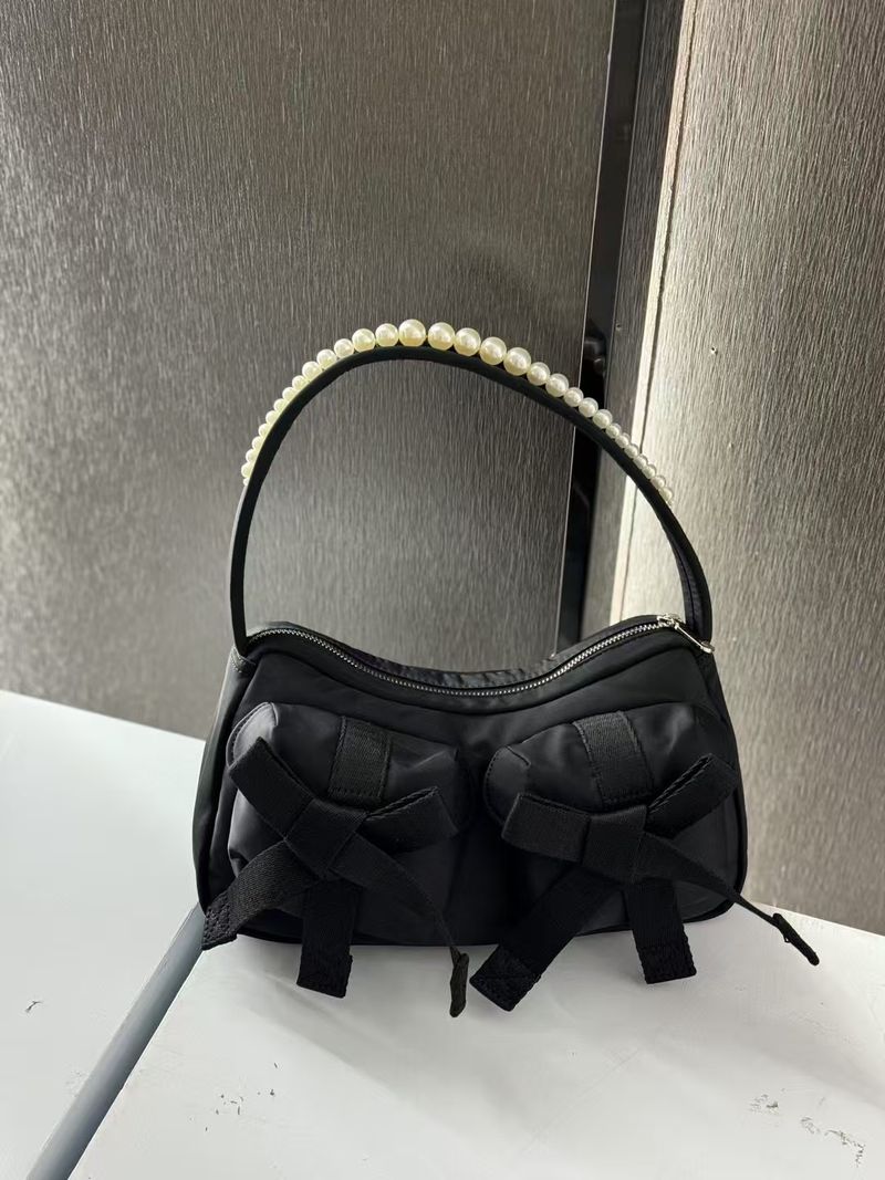Borsa da donna con tracolla singola, stile celebrità, con centinaia di nastri e perle_voghion.com