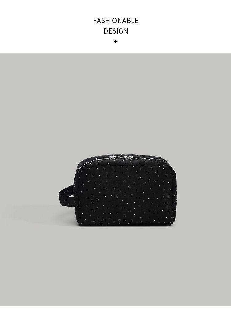 Borsa per il trucco in velluto con strass - Organizer per cosmetici elegante e portatile, pochette da viaggio per articoli da toeletta, piccola borsa per gli oggetti essenziali quotidiani_voghion.com