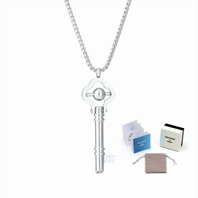Mindfulness Key Necklace With Breathing Whistle – Anxiety Relief & Stress Reduction Jewelry Stainless Steel Pendant With Adjustable Chain_voghion.com