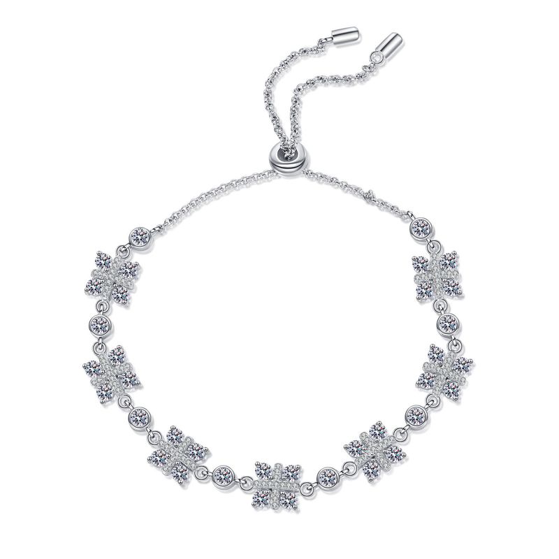 Bracciale in argento puro da donna con pietra Mosang, regolabile, a pressione, placcato in oro PT950._voghion.com