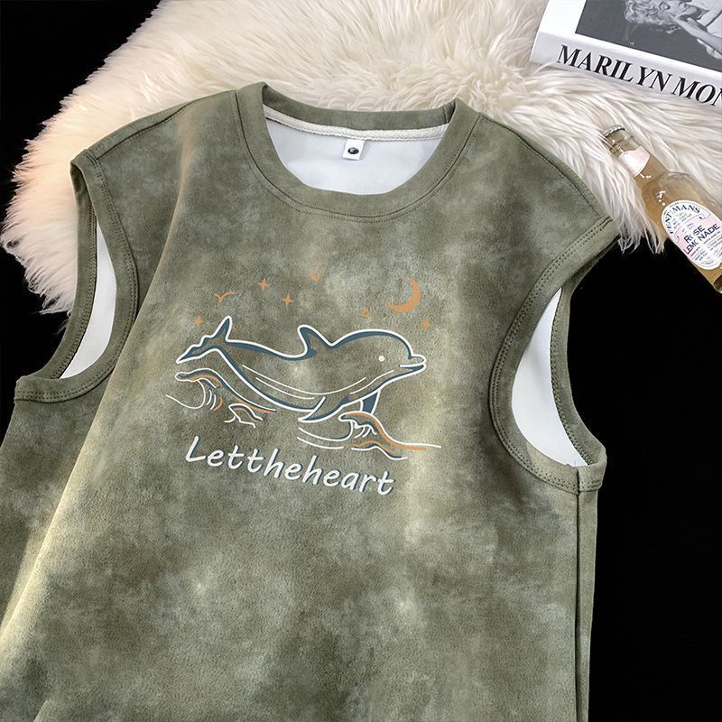 Nowy T-shirt bez rękawów tie-dye dla mężczyzn lato 2025 Luźny top w amerykańskim stylu, modna marka, modny top_voghion.com