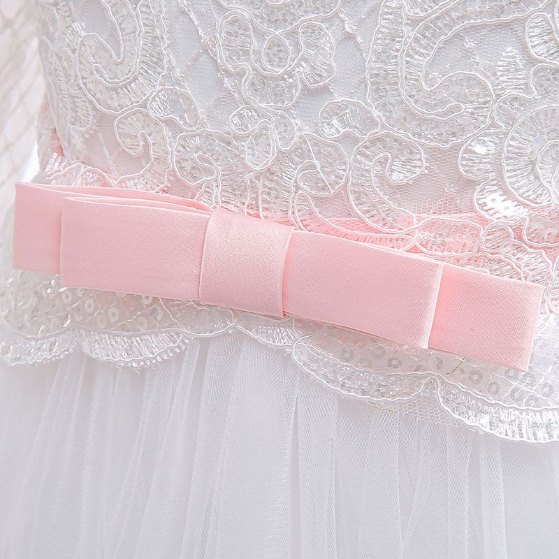 Babykleidung Mädchen Halbarm-Mesh-Kleid Kinder veranstalten ein Spitzen-Prinzessinnenkleid für Mädchen mit Klavieraufführung_voghion.com