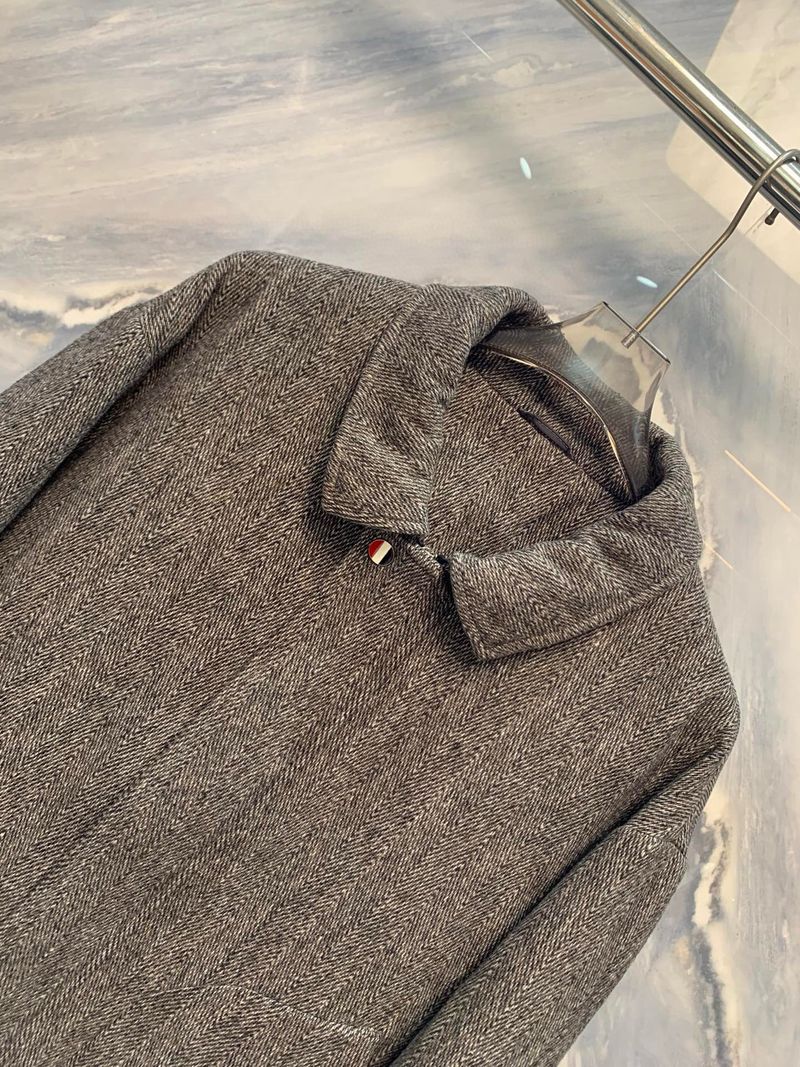 Turn-Down Collar Herringbone Wool Blend Coat Premium Appreciation In The Palace Of High-End Men's Fashion_voghion.com
