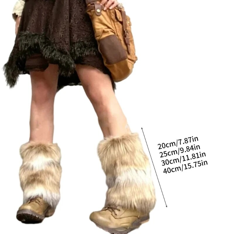 Costume de fête en fourrure pour femmes, fausse fourrure Sexy, chaussures longues pelucheuses, couvre-poignets, jambières/manches de bottes/couvre-bottes, cadeaux_voghion.com
