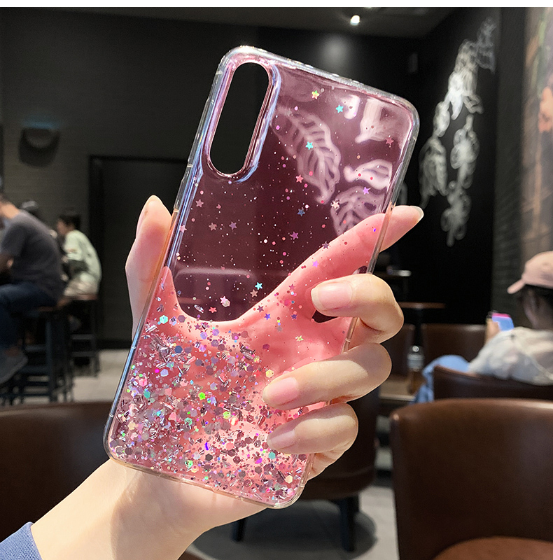 Pour Samsung Galaxy A02 A02S Étui Étoile À Paillettes Couverture Souple pour Samsung A71 A51 A50 A70 A52 A41 A40 A31 A21S A12 Téléphone_voghion.com