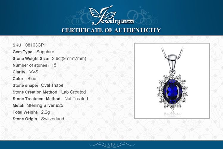 Ready Stock JewelryPalace Prinzessin Diana Erstellt Blau Saphir Rubin Simulierte Smaragd Sterg Sier Anhänger Halskette für FrauenKeine Kette_voghion.com
