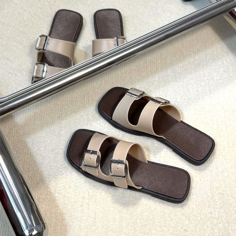 Slippers voor dames om in de zomer te dragen, nieuwe Koreaanse versie van de Franse strandslippers met platte zool en zachte Haken-sandalen in feeënstijl_voghion.com