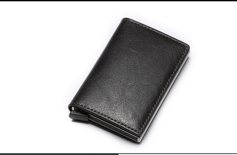 Portfel męski na karty kredytowe RFID Blocking Protected Aluminium Box PU Leather Wallet With Money Clip Designer_voghion.com