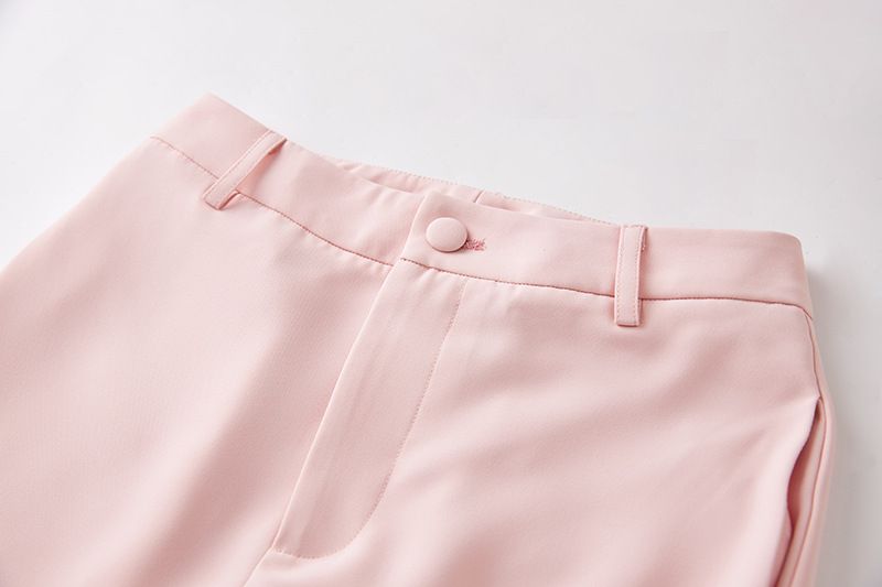Abbigliamento da donna Abito con piume rosa, due pezzi, abito con pantaloni e temperamento_voghion.com