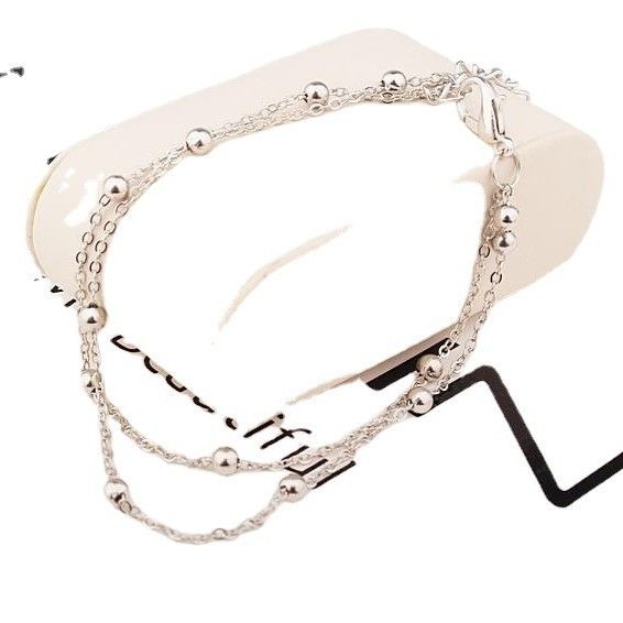 E041 Fashionable Bead Double Layer Bracelet Simple Women Chain Beach Anklet_voghion.com