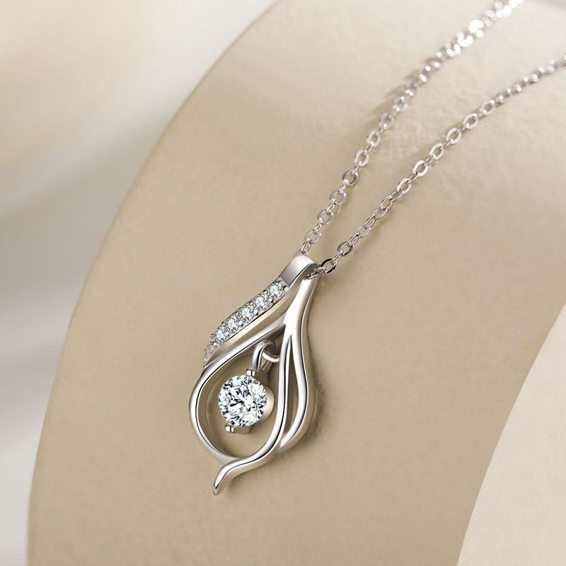 Tancise S925 Sterling Silber Klassische Romantische Anhänger Halskette Damen Ein Karat Temperament Vielseitige Halskette_voghion.com