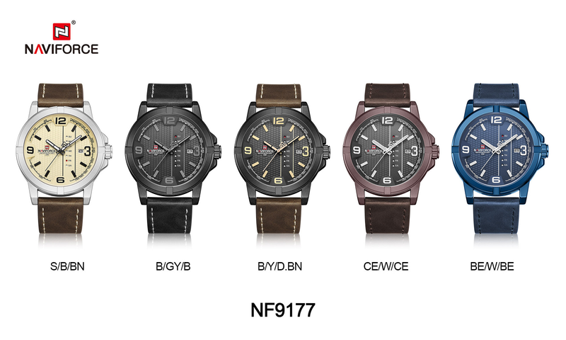 NAVIFORCE/Lingxiang 9177 Waterproof Quartz PU with Calendar Men's Business Watch_voghion.com