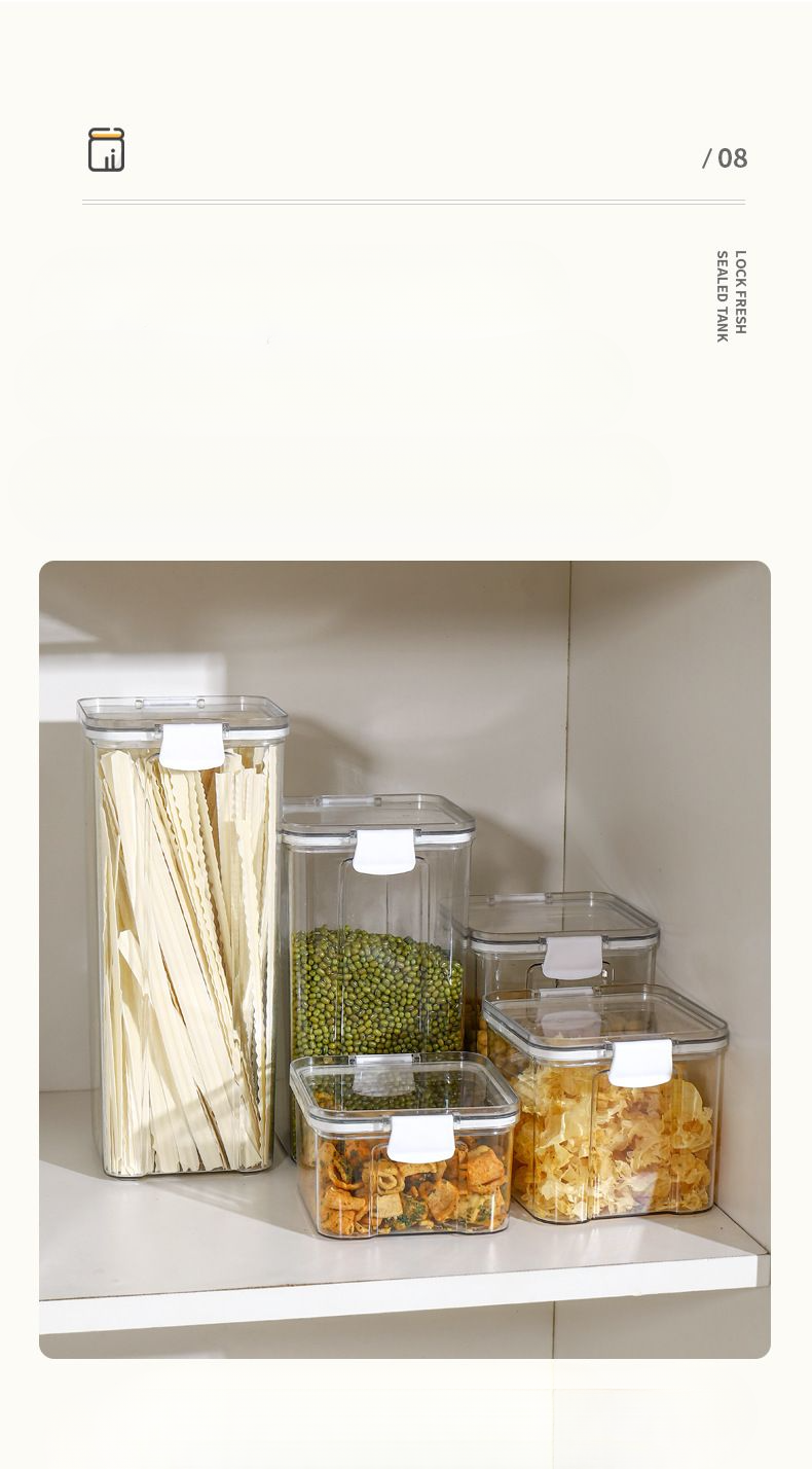 Sealed Food-Grade Container Kitchen Transparent Plastic Jar Grain Storage Box_voghion.com