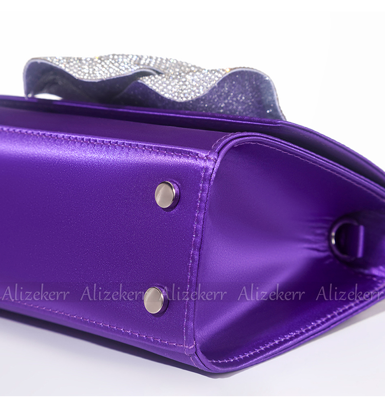 Splendide borse con strass rosa per donna Designer Boutique Bling Crstal Pochette in raso Matrimonio di alta qualità_voghion.com