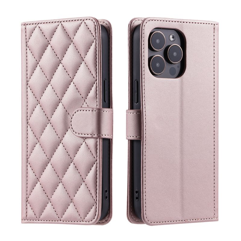 Funda con tapa para iPhone 16 Pro Max con diseño de pata de gallo y ranura para tarjetas, compatible con iPhone 15 y correa cruzada._voghion.com