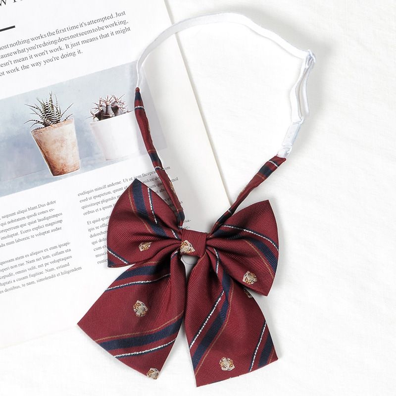 Cravatta con fiocco da donna in rosso vino, cravatta da uomo per foto di laurea, stile college giapponese JK, non c'è bisogno di annodare, uniforme scolastica_voghion.com