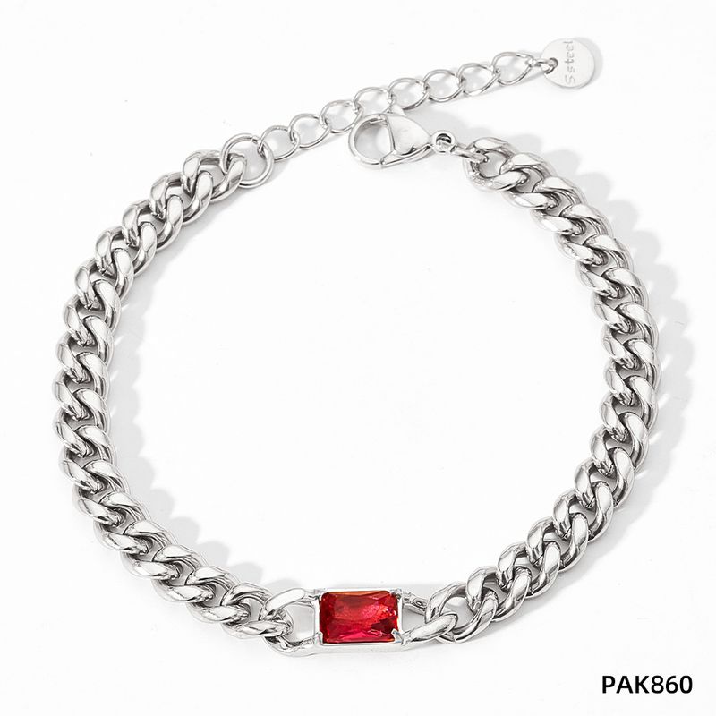 Zircon Cuban Chain Bracelet Green Vacuum Plated Gold Stainless Steel Fashion High-end Sense Women's Jewelry_voghion.com