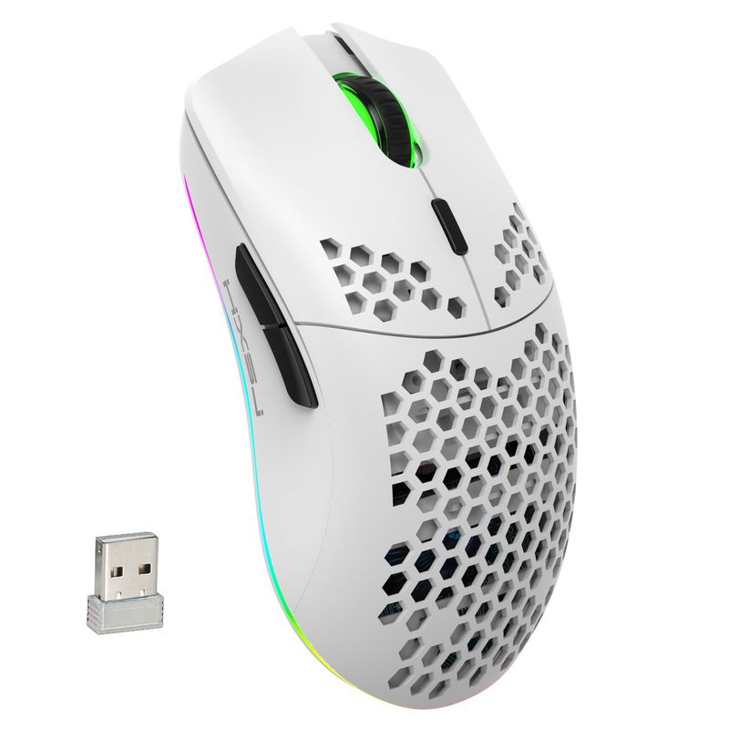T66 Hole 2.4G brezžična miška Lahka zasnova Cellular RGB Glow 6-Key Mouse Patch_voghion.com