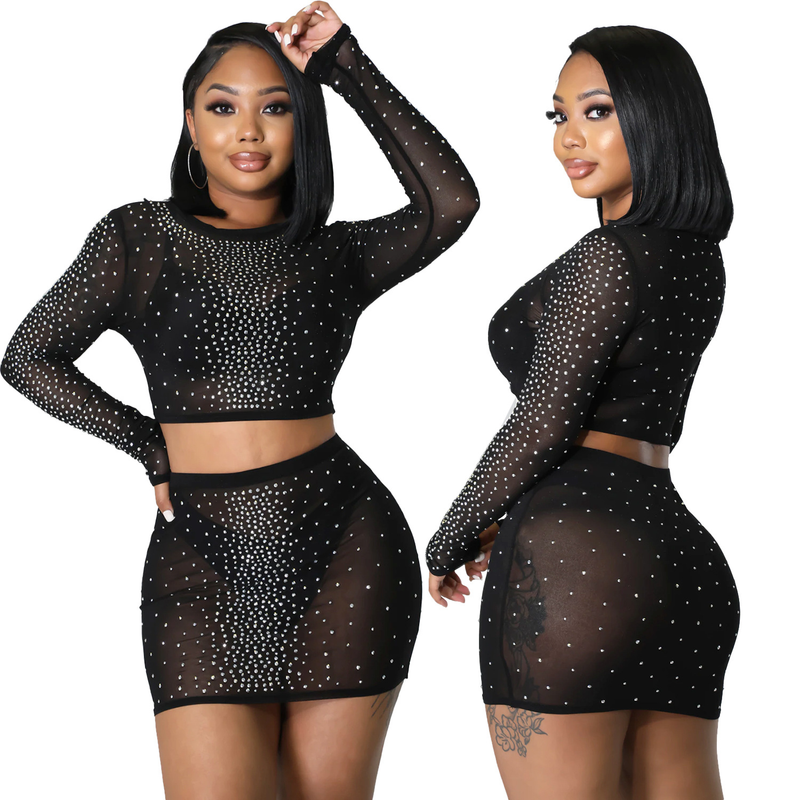 Ensemble jupe courte sexy deux pièces pour femmes_voghion.com