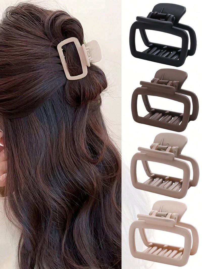 Sevimli Minimalist Küçük İçi Boş Kare Pençe Tokası - İnce Saçlar İçin Kore Tarzı Yüksek At Kuyruğu Tokası - Başın Arkası Topuz Aksesuarı_voghion.com