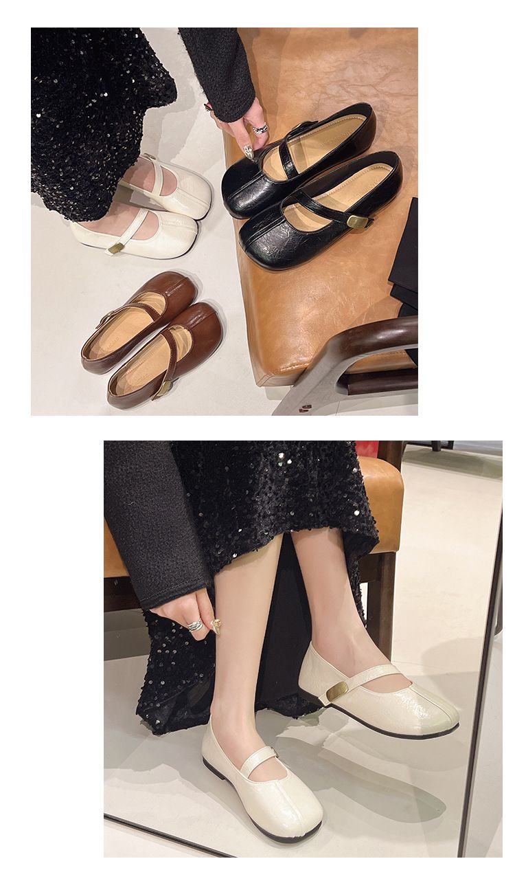 Spring And Autumn Shallow Mouth One Pedal Casual Shoes Doudou Shoes Foreign Trade Women's Shoes Flat Shoes Mary Jane Shoes Single Shoes_voghion.com