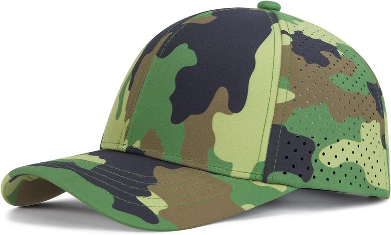 VOBOOM Cappello da baseball da uomo ad asciugatura rapida con taglio laser, mesh, bulbo oculare, visiera curva e cappello con bottone posteriore_voghion.com