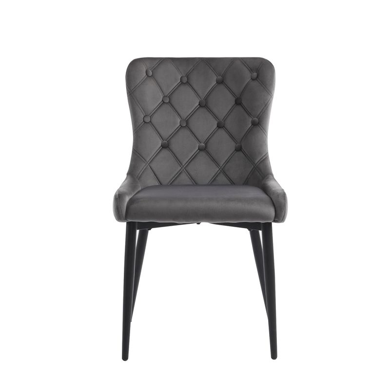 6er Set Samt Esszimmerstühle Mit Metallbeinen, Dunkelgrau_voghion.com