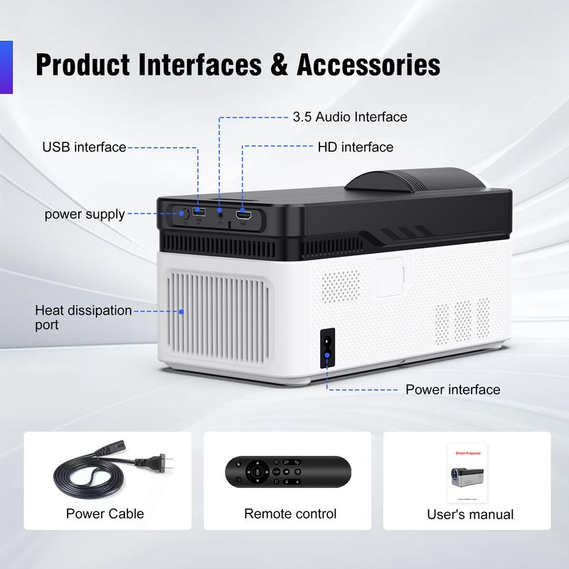 HY450 Projector With Ultra Short Throw Auto Offset 1080P 8K Electronic Focus 900 ANSI Air Mouse Voice Assistant_voghion.com