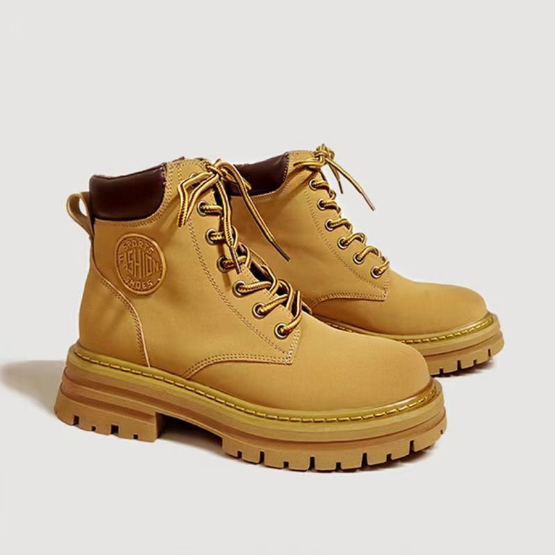 Martin 2025 New British Style Autumn Big Yellow Hornet Short High-top Thick-soled Work Boots For Women_voghion.com