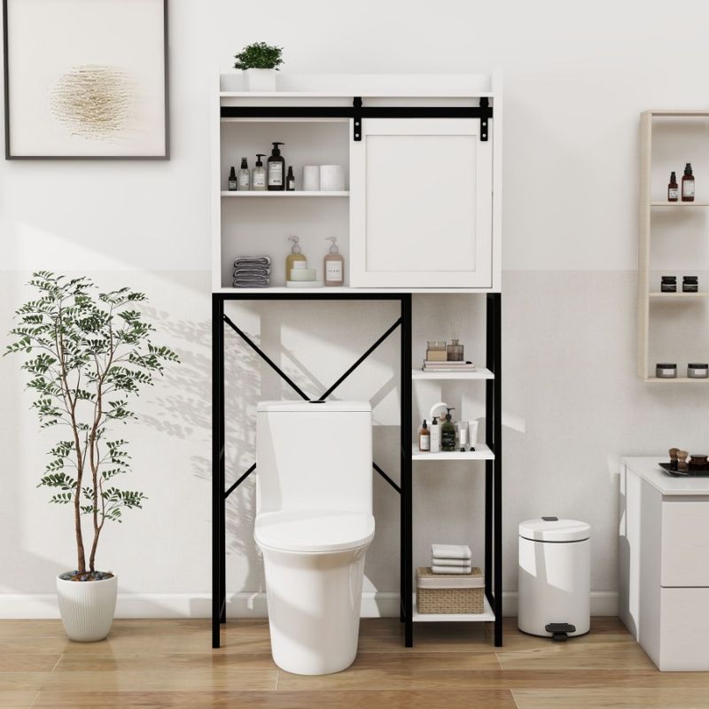 Storage Side Shelves Adjustable The Cabinet And Over Shelves RackWhi With Storage Sliding Toilet Bathroom Toilet Over Barn Door_voghion.com