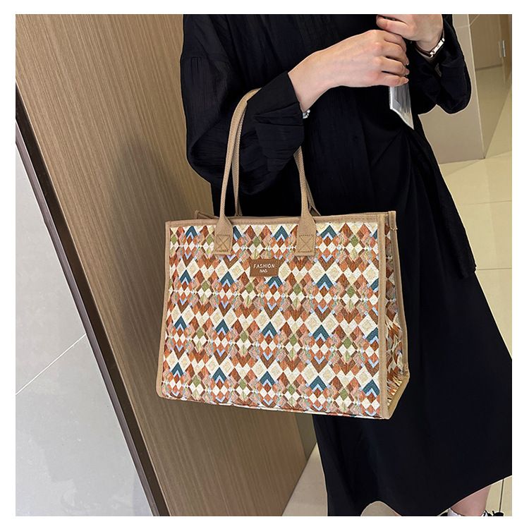 Borse da donna Borsa tote alla moda e versatile per le donne, nuova borsa a mano in tela elegante e di grande capacità, borsa per studenti, borsa per pendolari_voghion.com