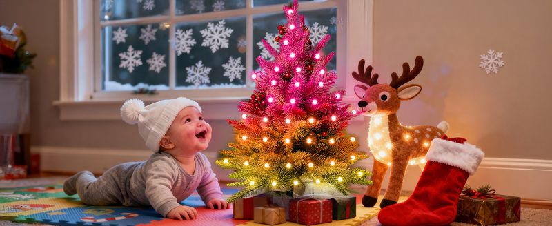 Smart Mini Christmas Tree, 22.8in DIY Smart-Lit Tabletop Tree With 75 LED RGB Lights, App/Voice Control 159+ Scenes Mini Xmas Tree USB C Music Small T_voghion.com