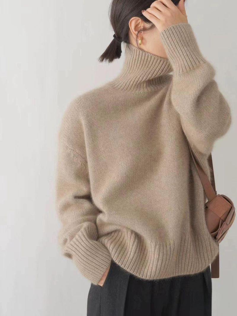 Maglione oversize da donna con collo alto - Pullover caldo e spesso, a maniche lunghe, per autunno e inverno (disponibile in 8 colori)_voghion.com