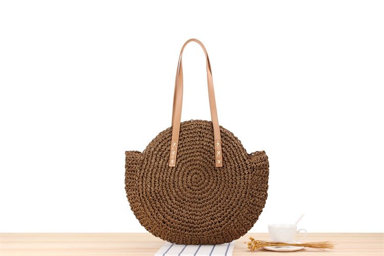 nuovo stile semplice borsa a tracolla rotonda in paglia borsa intrecciata borsa da spiaggia borsa da donna alla moda in paglia_voghion.com