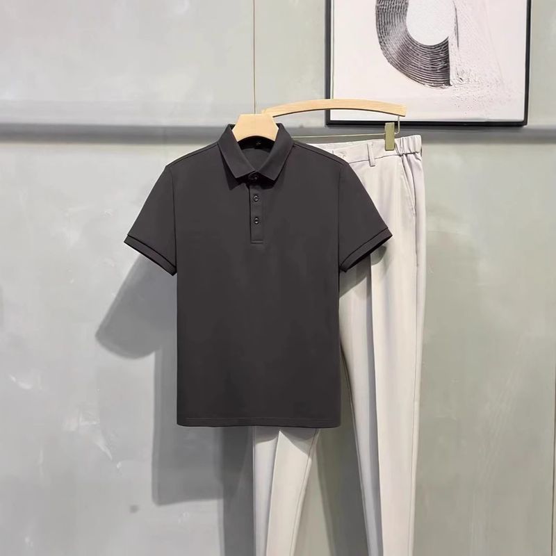 Polo casual da uomo, a maniche corte, tinta unita, estiva, versatile, sportiva_voghion.com