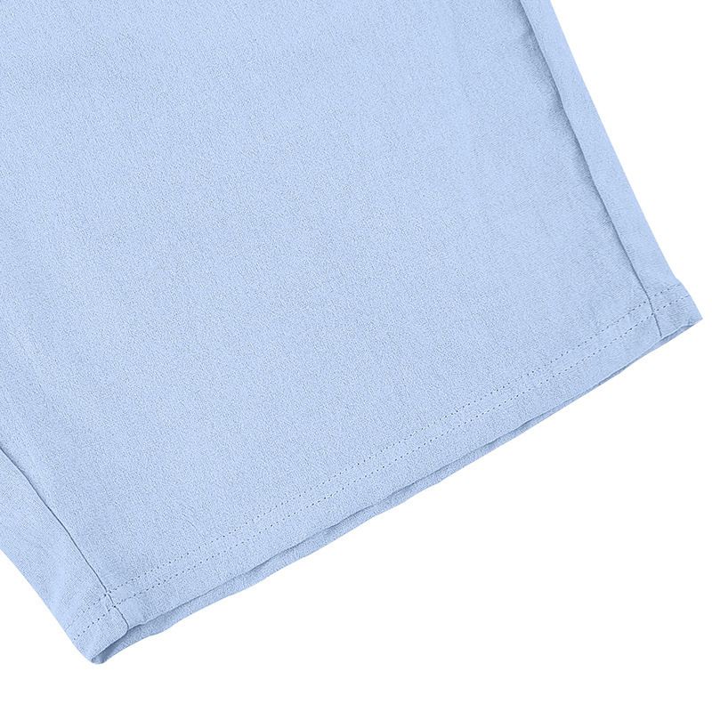 Herren-Set aus Leinenhemd und Shorts – langärmlige hawaiianische Strandkleidung, locker sitzendes, lässiges Sommeroutfit_voghion.com