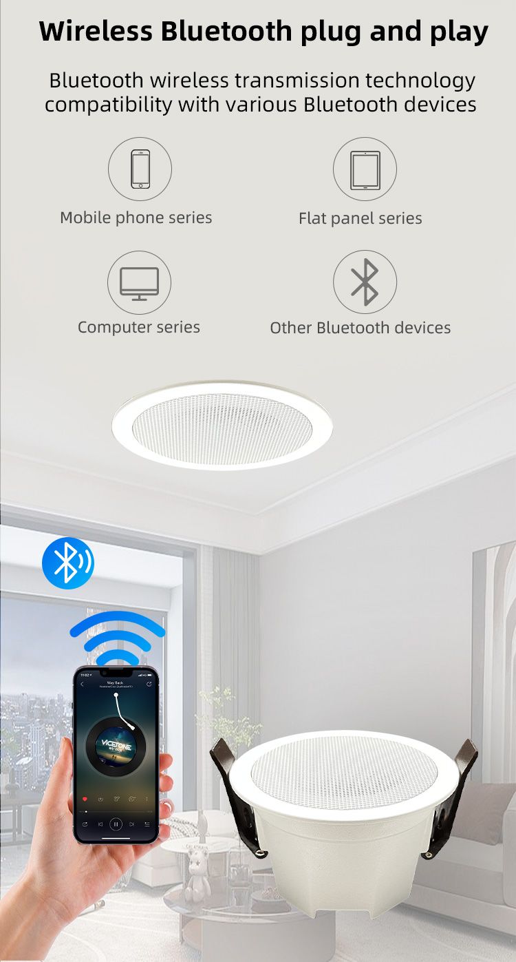 2 Inch Mini Home Audio Bluetooth Ceiling Speaker Stereo Sound Indoor Speakers High Quality Sound Background Music System_voghion.com