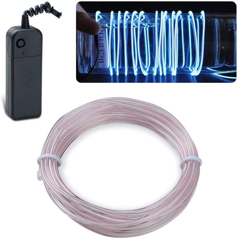 Neon LED Lichter Glow EL Draht String Streifen Seil Rohr Auto Innen Batterie Powered_voghion.com