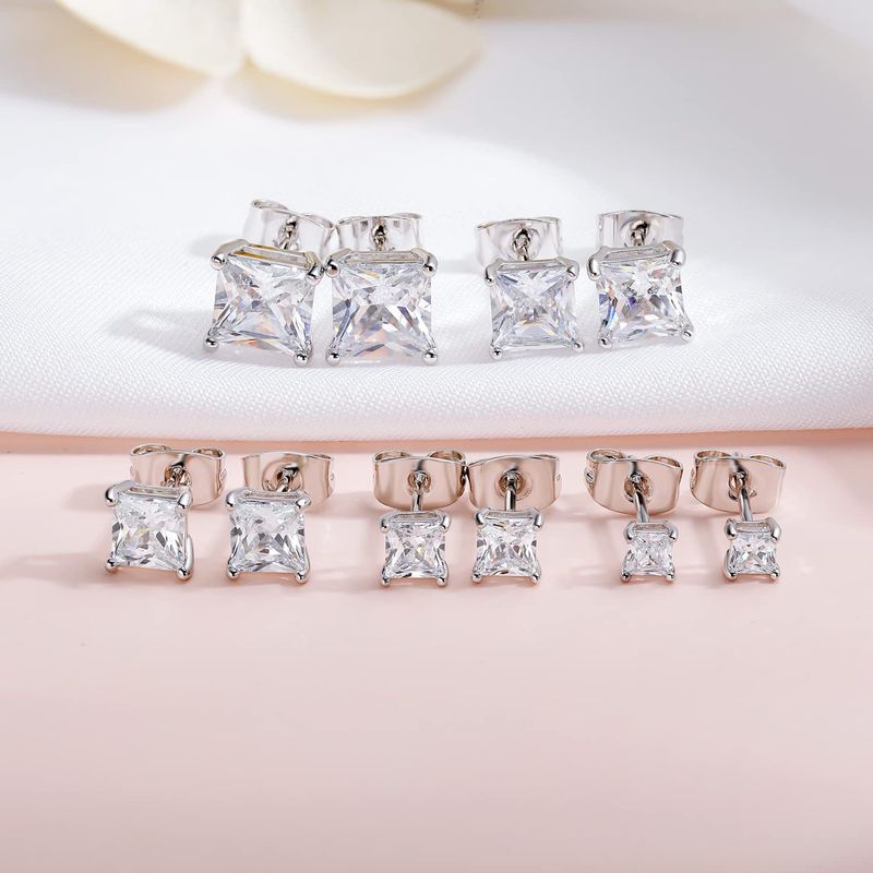 Orecchini da donna in argento sterling S925 con zirconi a quattro punte, eleganti dal design geometrico per l'uso quotidiano_voghion.com