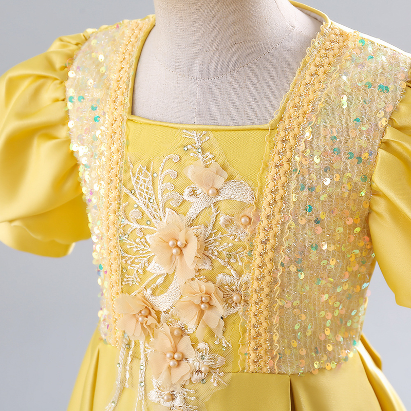 Robe princesse à fleurs pour filles d'un an, spectacle de Piano d'été_voghion.com