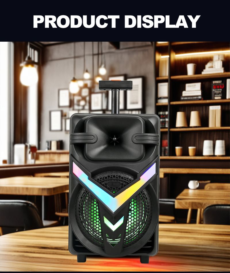 ZQS8158 Přenosný venkovní vozík Bezdrátový Bluetooth RGB Vysoce výkonný reproduktor s dlouhou výdrží baterie a vysokou kvalitou zvuku_voghion.com