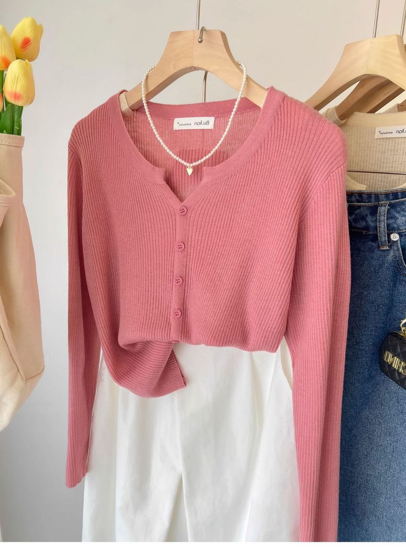 ragazza 6 lana latte blu corto lavorato a maglia per donna primavera e autunno cardigan a maniche lunghe piccolo profumo stile strato interno base_voghion.com