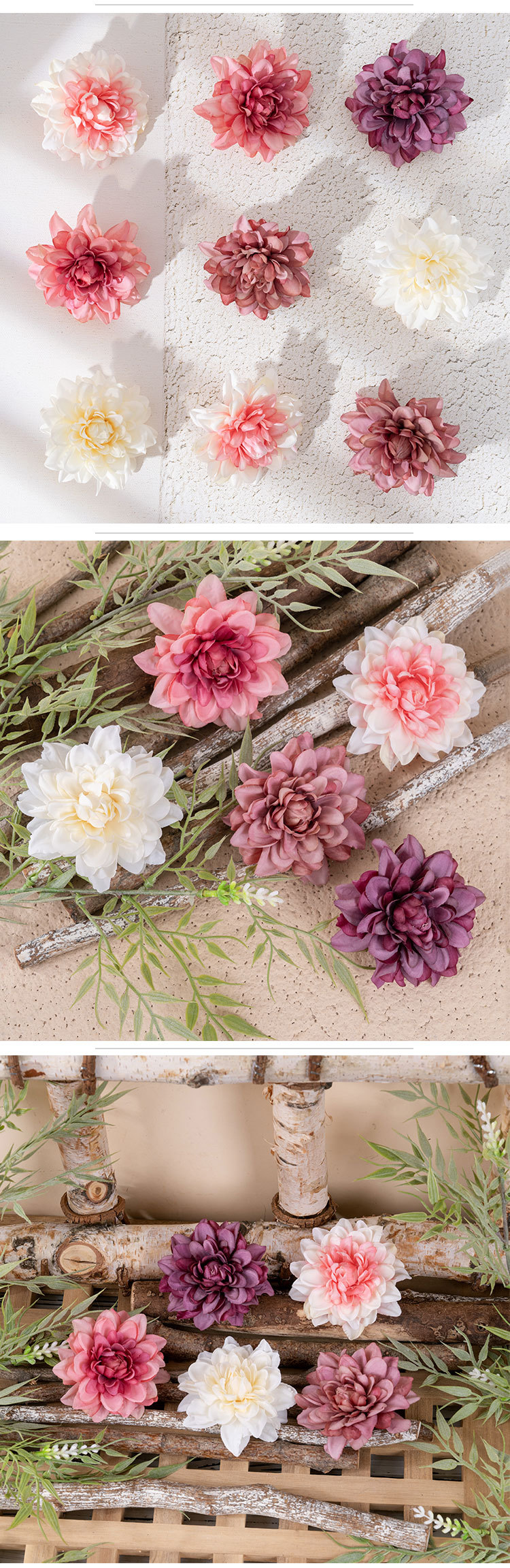 Pianta verde Chaowu dalia testa di fiore produttore di fiori artificiali transfrontalieri fiore decorazione di nozze all'ingrosso MW07304_voghion.com