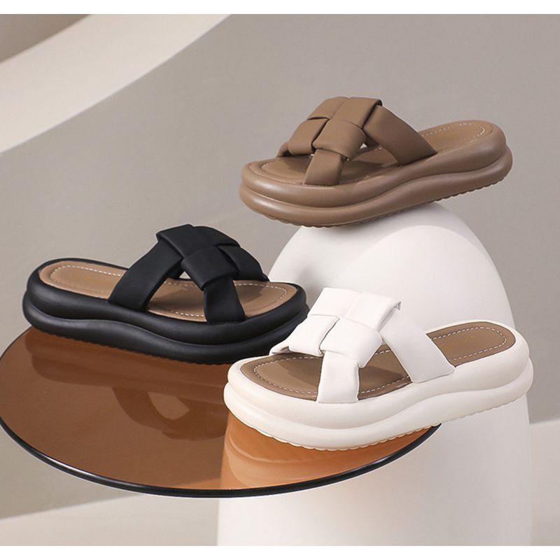 Plateau-Hausschuhe Damen tragen hochwertige 2024 Sommer neue weiche Sohle Flip-Flops Mode Hausschuhe_voghion.com