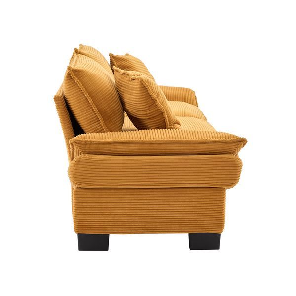 Corduroy Sofa Sleeper Couch Loveseat Sofa With Pillows Comfy Upholstered Deep Seat Sofa For Bedroom,Living Room,Apartment,Office,Dorm-Yellow Corduro_voghion.com